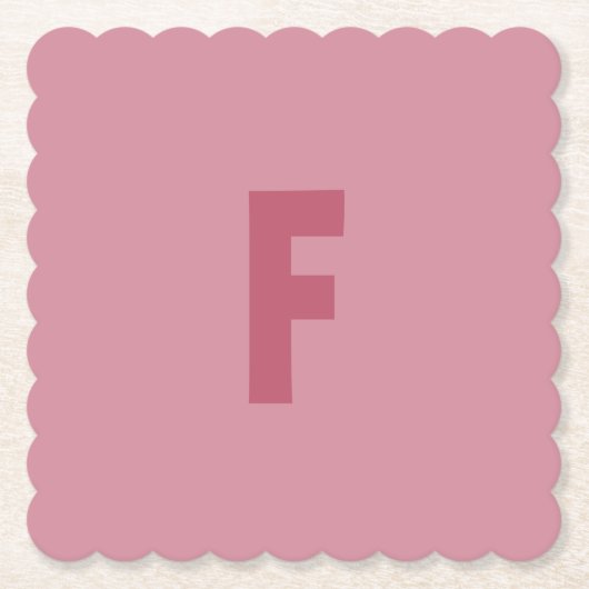 Rosa Rose Gold Letter F Monogram Square skallodier Untersetzer (Vorderseite)
