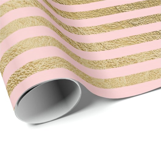 Rosa Rose Gold Lines Paris Geschenkpapier (Rolleneckpunkt)
