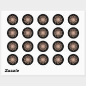 Rosa Rose Gold Liz Mandala Black Runder Aufkleber (Blatt)