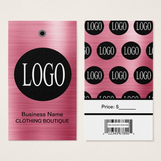 Rosa Rose Gold-Logo mit Bar Code-Preismarken (Vorne & Hinten)