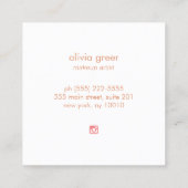 Rosa Rose Gold Makeup Artist Square Business Card Quadratische Visitenkarte (Rückseite)