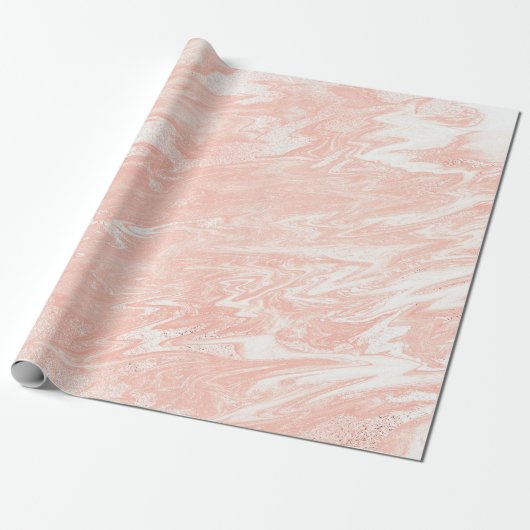 Rosa Rose Gold Marmor Molten Pastel Shiny Girly Geschenkpapier (Ungerollt)