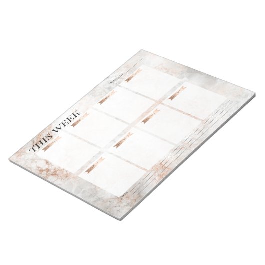 Rosa Rose Gold Marmor Stilvoll Wochenplaner Notizblock (angewinkelt)