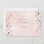 Rosa Rose Gold Matron of Honorar Vorschlag Card (Rückseite)