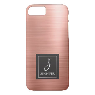 Rosa Rose Gold Metal Elegantes Monogramm iPhone 8/7 Hülle