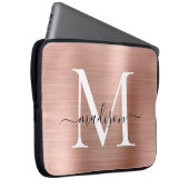 Rosa Rose Gold Metal Giral Niedliches Script Monog Laptopschutzhülle (Vorne Rechts)