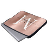 Rosa Rose Gold Metal Giral Niedliches Script Monog Laptopschutzhülle (Vorne Knopf)