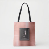 Rosa Rose Gold Metal Monogram Book Bag Tasche (Vorderseite)