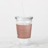 Rosa Rose Gold Metallic Foil Monogram Birthday Acryltrinkbecher (Links)