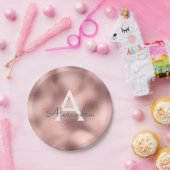 Rosa Rose Gold Metallic Foil Monogram Birthday Pappteller (Party)