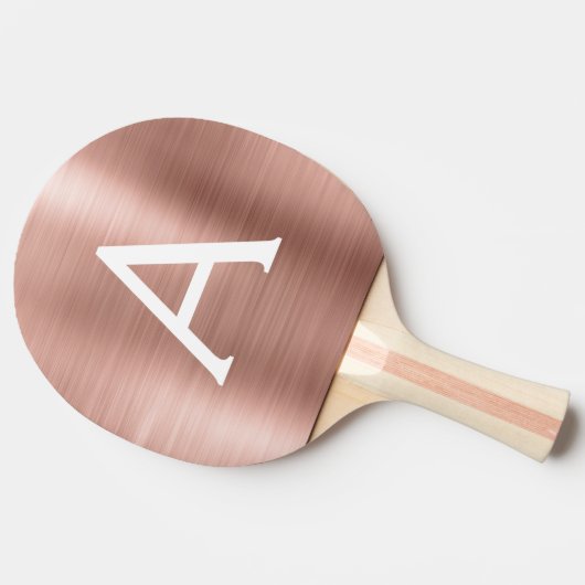 Rosa Rose Gold Metallic Foil Monogramm Tischtennis Schläger (Seitenansicht)