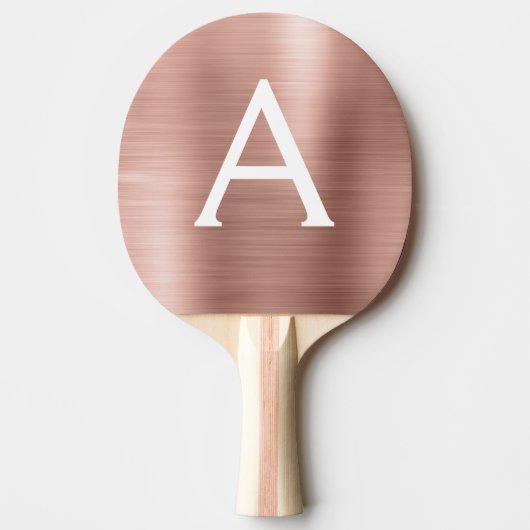 Rosa Rose Gold Metallic Foil Monogramm Tischtennis Schläger (Vorderseite)