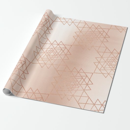 Rosa Rose Gold Metallic Gold Hexagon Geometrie Geschenkpapier (Ungerollt)