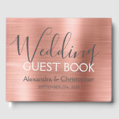 Rosa Rose Gold Metallic Wedding Guest Book Gästebuch (Vorderseite)