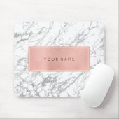Rosa Rose Gold Metallische Minimal weißer Marmor G Mousepad (Mit Mouse)