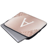 Rosa Rose Gold Metallischer Glitzer Monogramm Laptopschutzhülle (Vorne Knopf)