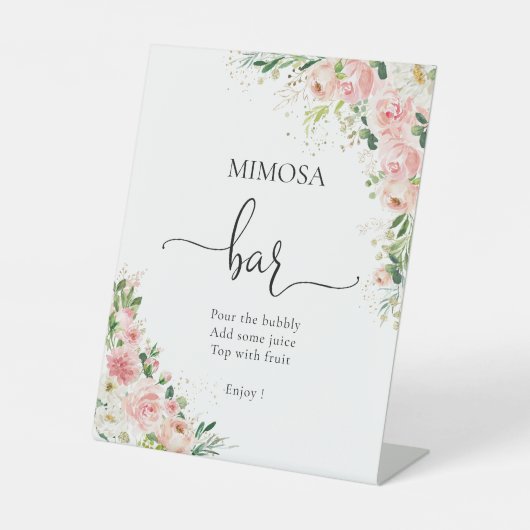 Rosa Rose Gold Mimosa Bar Sign Sockelschild (Vorderseite)