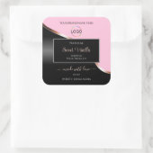 Rosa Rose Gold mit Logo-Produktkennzeichnungen Quadratischer Aufkleber (Tasche)