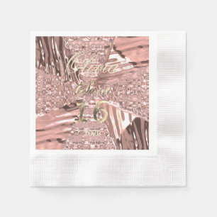 Rosa Rose Gold Moderne 16 . Geburtstag 16. Geburts Serviette