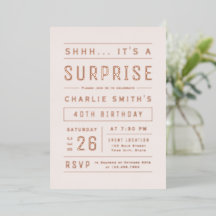 Rosa Rose Gold Moderne Typografie Überraschung Geb