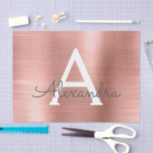 Rosa | Rose Gold Modernes Metal Monogramm Seidenpapier (Handwerk)