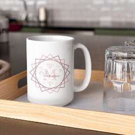 Rosa Rose Gold Monogram Girly Geometric Diamonds Kaffeetasse