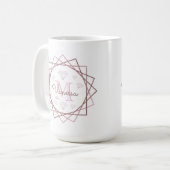 Rosa Rose Gold Monogram Girly Geometric Diamonds Kaffeetasse (Vorderseite Links)