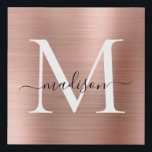 Rosa Rose Gold Monogram Girly Script Bürstenmetall Künstlicher Leinwanddruck<br><div class="desc">Rosa Rose Gold Monogram,  Girly-Script,  gegossene Metal-Imitate Canvas Print</div>