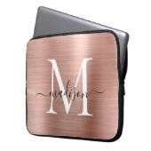 Rosa Rose Gold Monogram Girly Script Bürstenmetall Laptopschutzhülle (Vorderseite Links)