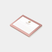 Rosa Rose Gold Monogram Lined Post-it Klebezettel (angewinkelt)