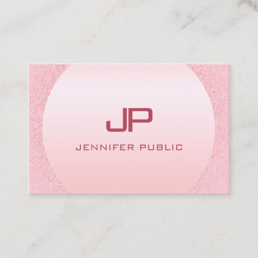 Rosa Rose Gold Monogram Moderne elegante Vorlage Visitenkarte (Vorderseite)