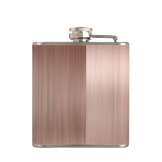 Rosa Rose Gold Monogramm Script aus gebürstetem St Flachmann (Rückseite)