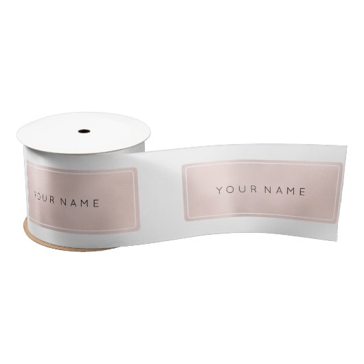 Rosa Rose Gold Name Metallic Minimal rechteckig Satinband (Spule)