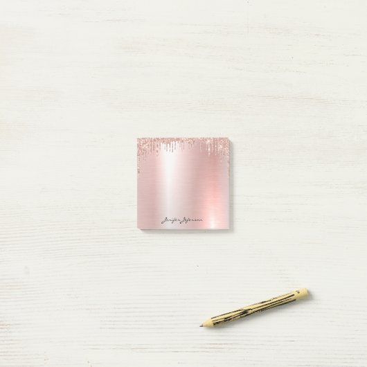 Rosa Rose Gold Name Post-it®-Notizen Post-it Klebezettel (Auf Schreibtisch)