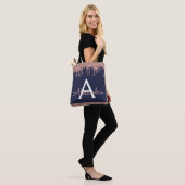 Rosa Rose Gold Navy Blue Glitzer Elegantes Monogra Tasche (Am Model)