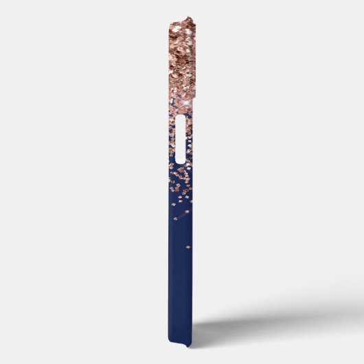 Rosa Rose Gold Navy Blue Glitzer Monogram Ca Case-Mate iPhone Hülle (Rückseite / Rechts)