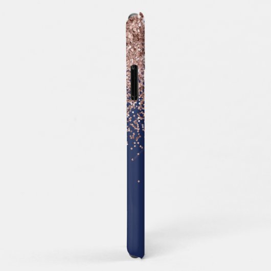 Rosa Rose Gold Navy Blue Glitzer Monogram Case-Mate iPhone Hülle (Hinten/Rechts)