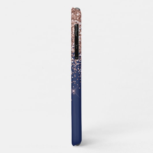 Rosa Rose Gold Navy Blue Glitzer Monogram Case-Mate iPhone Hülle (Hinten/Links)