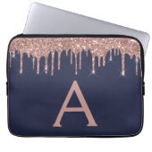 Rosa Rose Gold Navy Blue Glitzer Sparkgram Monogra Laptopschutzhülle (Vorderseite)