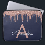 Rosa Rose Gold Navy Blue Glitzer Sparkgram Monogra Laptopschutzhülle<br><div class="desc">Rosa Rose Gold und Navy Blue Imitate Dripping Modern and Elegant Girly Glitzer and Sparkle Elegant Monogram Case. Dieser Fall kann so angepasst werden,  dass er Ihren Anfangs- und Vornamen enthält.</div>