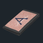 Rosa Rose Gold Navy Blue Glitzer Sparkgram Monogra Tri-fold Geldbeutel<br><div class="desc">Rosa Rose Gold und Navy Blue Imitats Glitzer und sparkle Elegant Nylon Wallet. Diese Nylon-Brieftasche kann auf Ihren Anfangs- und Vornamen angepasst werden.</div>