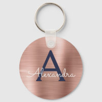 Rosa Rose Gold Navy Blue Stainless Steel Monogram