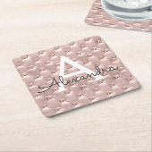 Rosa Rose Gold Niedliche Vintage Monogramm Geburts Rechteckiger Pappuntersetzer (angewinkelt)