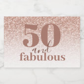 Rosa Rose Gold Ombre Fünfzig und fabelhaft Geburts Schaumweinetikett (Einzelnes Label)