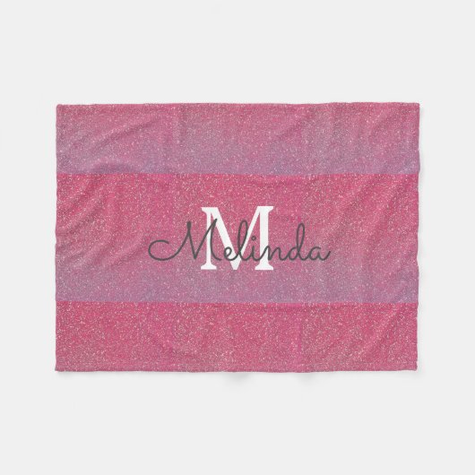 Rosa Rose Gold Ombre Girly Monogram Anfangsname Fleecedecke (Vorderseite (Horizontal))