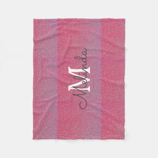 Rosa Rose Gold Ombre Girly Monogram Anfangsname Fleecedecke (Vorderseite)