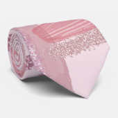 Rosa Rose Gold Paint Glitzer Pinselstriche Muster Krawatte (Gerollt)