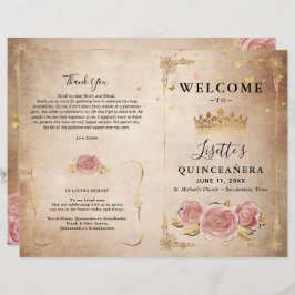 Rosa Rose Gold Parchment Quinceanera Programm