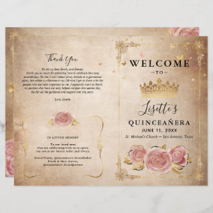 Rosa Rose Gold Parchment Quinceanera Programm