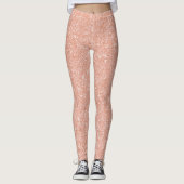 Rosa Rose Gold Peach Funkelnd Glitzer Minimal Glam Leggings (Vorderseite)